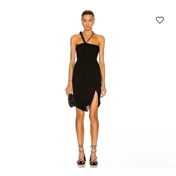 HELMUT LANG Scala Asymmetric Beaded Neck Black Dress Size M NWT - Picture 1 of 13